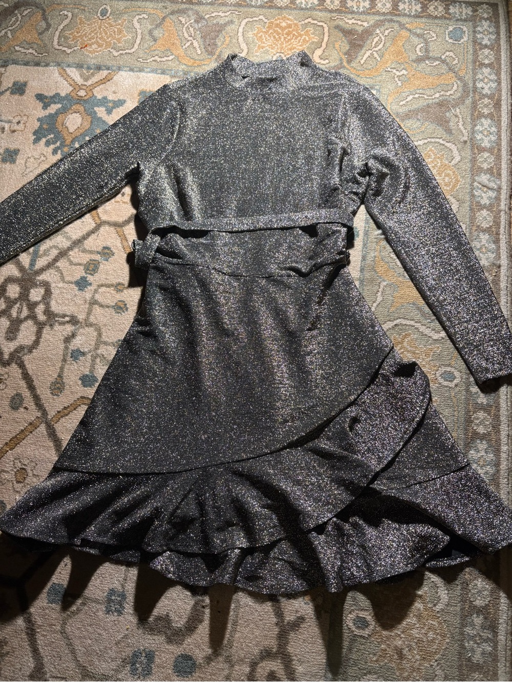 Speechless Girls' Silver Sparkle Ruffle Party Dress
